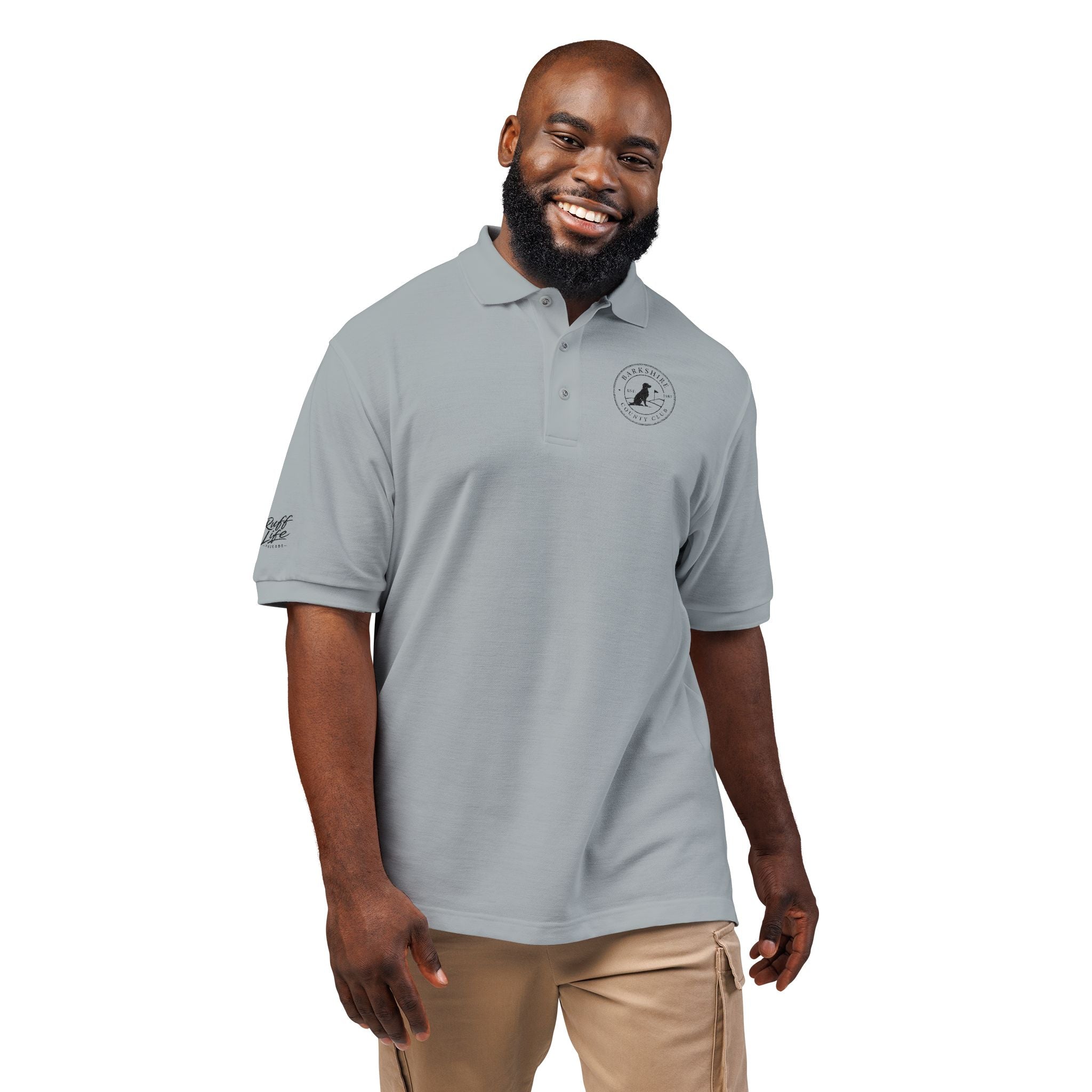 Embroidered "Barkshire Country Club" Golf Polo Shirt — Classic Short-Sleeve Collared Tee